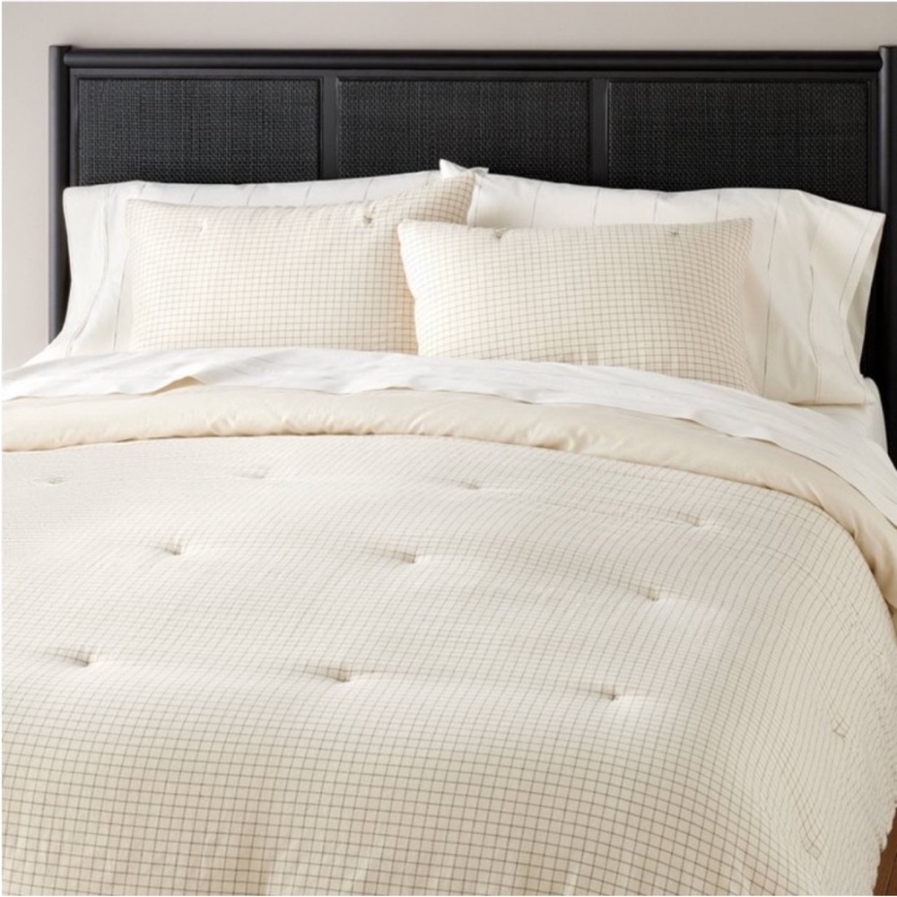 NWT 3pc Full/Queen Mini Grid Stitch Comforter Bedding Set Railroad Gray - Picture 1 of 7